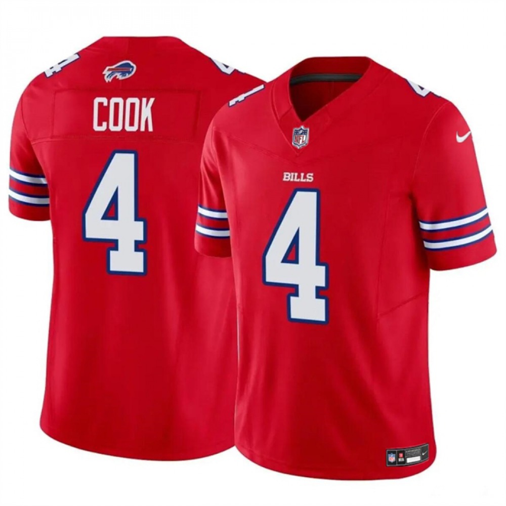 Men’s Buffalo Bills #4 James Cook Red 2023 F.U.S.E. Vapor Untouchable Limited Stitched Football Jersey