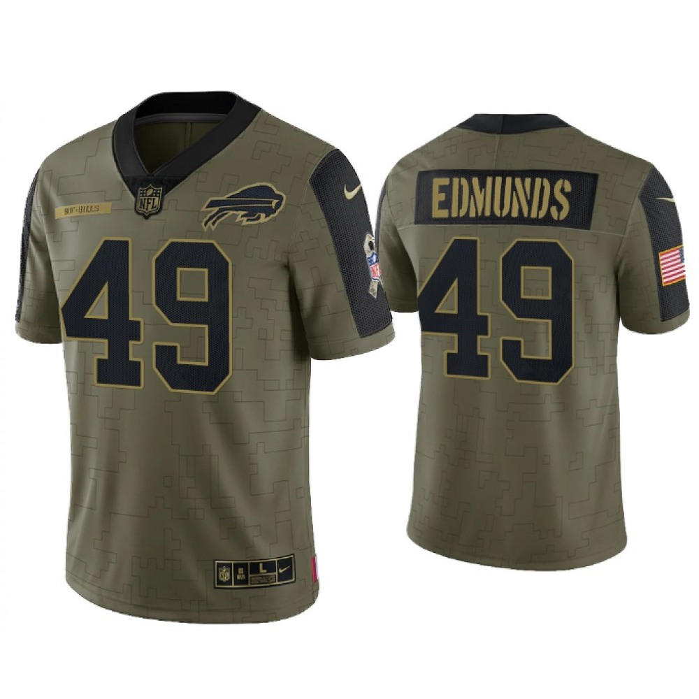 Men’s Buffalo Bills #49 Tremaine Edmunds 2021 Olive Salute To Service Limited Stitched Jersey