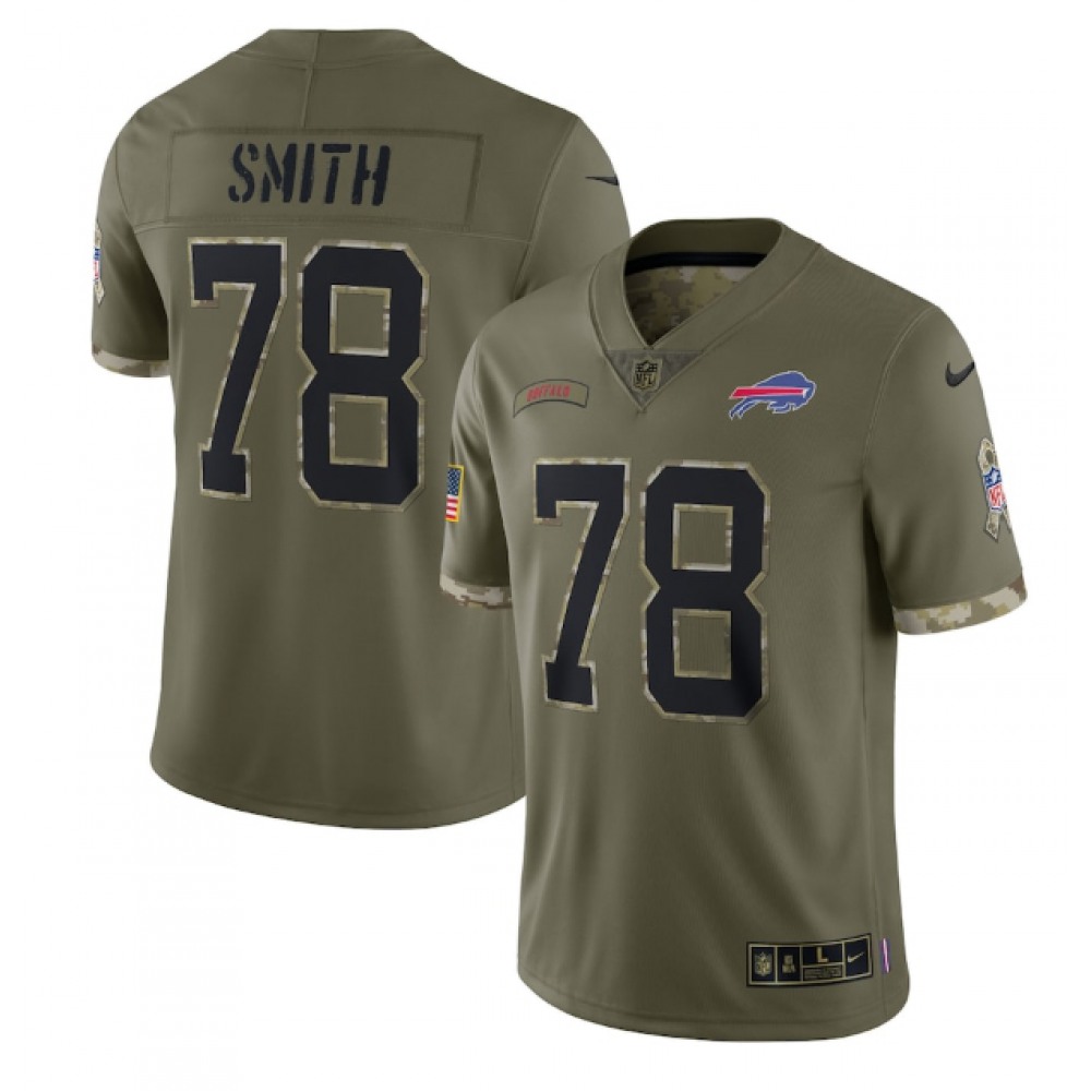 Men’s Buffalo Bills #78 Bruce Smith Olive 2022 Salute To Service Limited Stitched Jersey