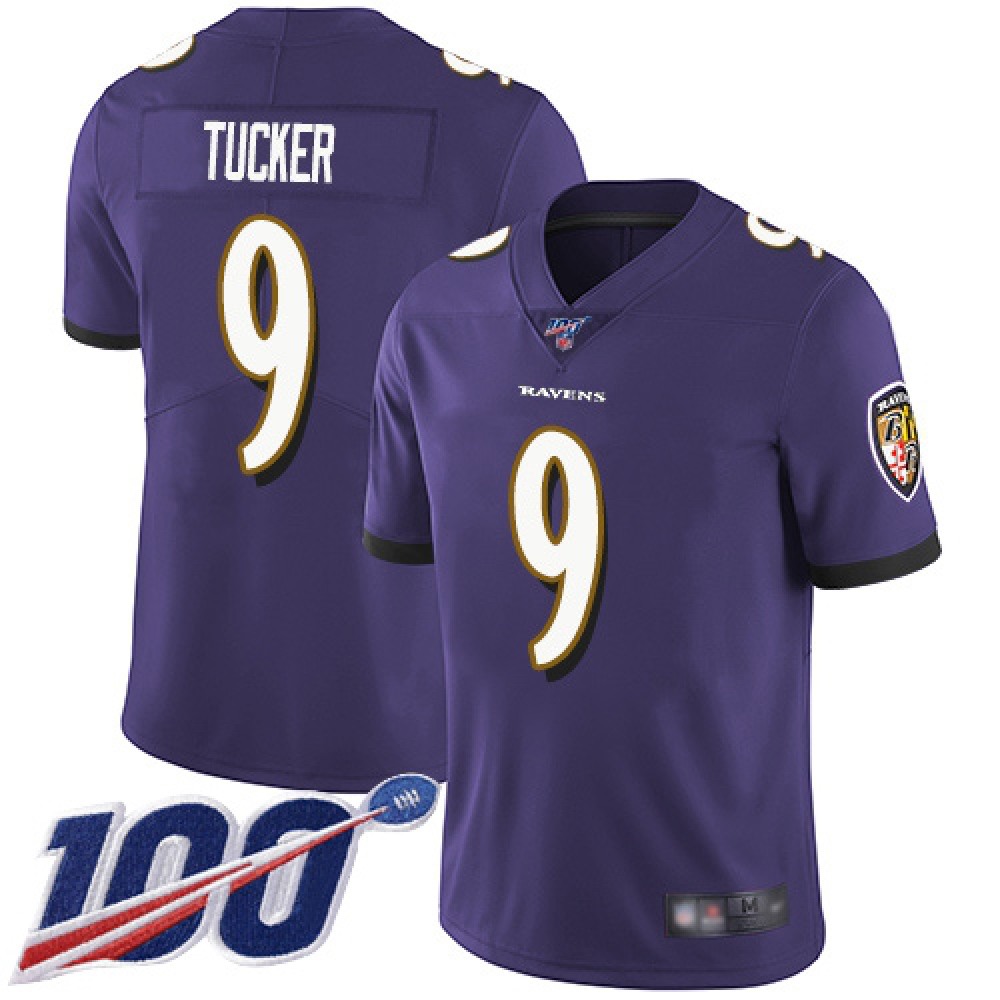 Men’s Baltimore Ravens #9 Justin Tucker Purple 2019 100th Season Vapor Untouchable Limited NFL Jersey