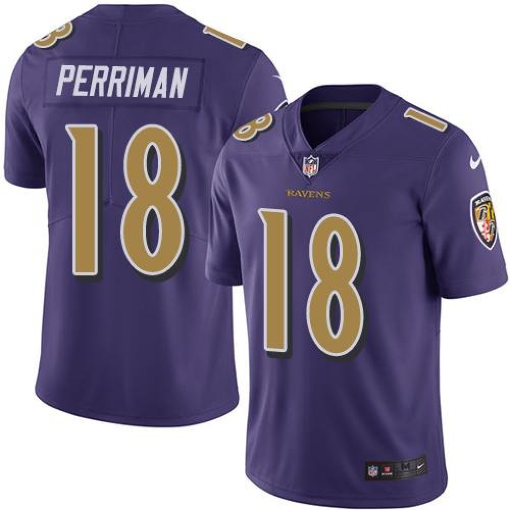 Ravens #18 Breshad Perriman Purple Men’s Stitched NFL Limited Rush Jersey