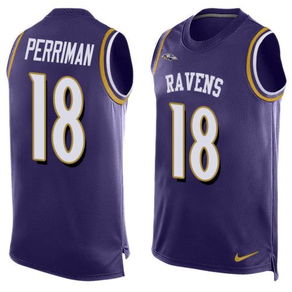 Ravens #18 Breshad Perriman Purple Team Color Men’s Stitched NFL Limited Tank Top Jersey