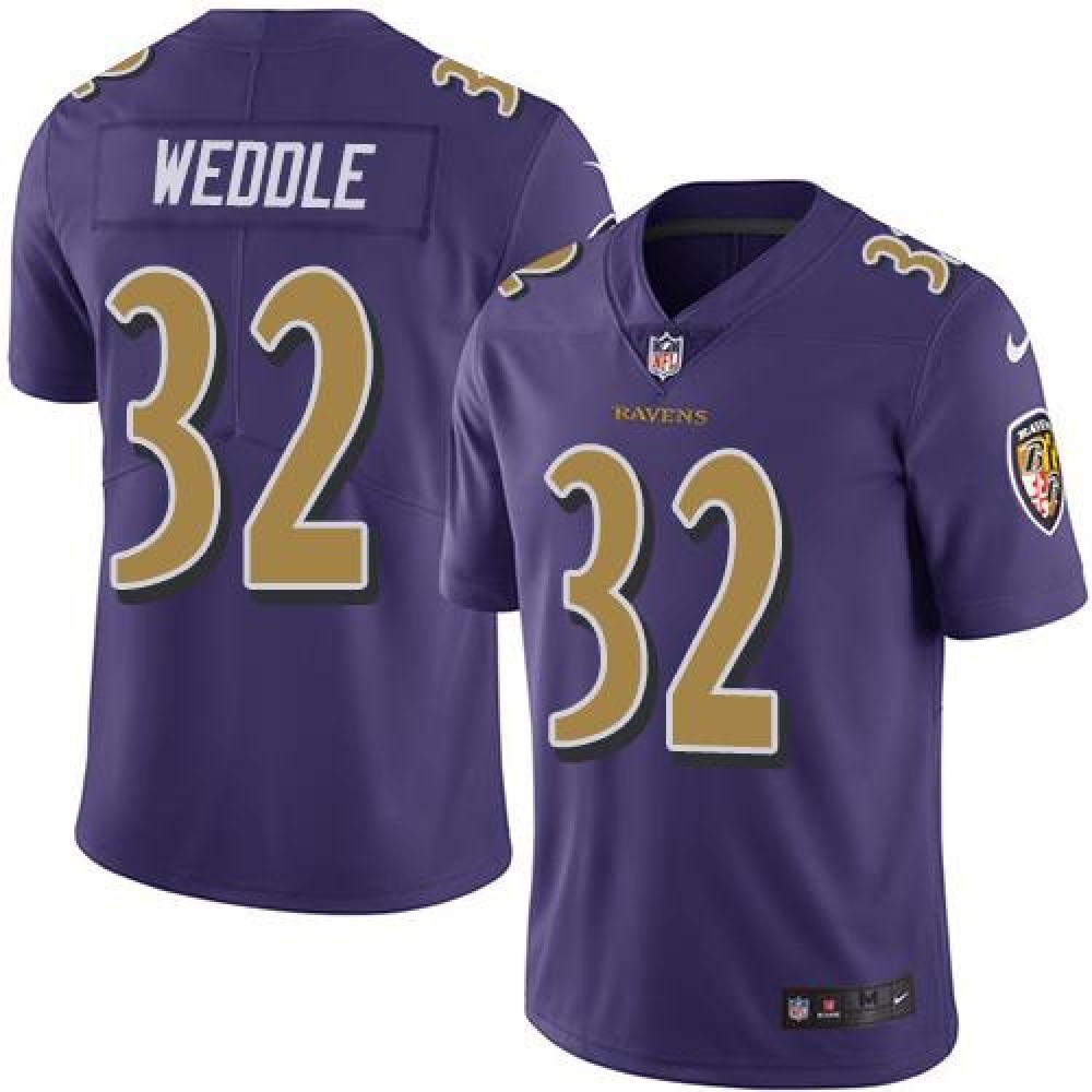 Ravens #32 Eric Weddle Purple Men’s Stitched NFL Limited Rush Jersey
