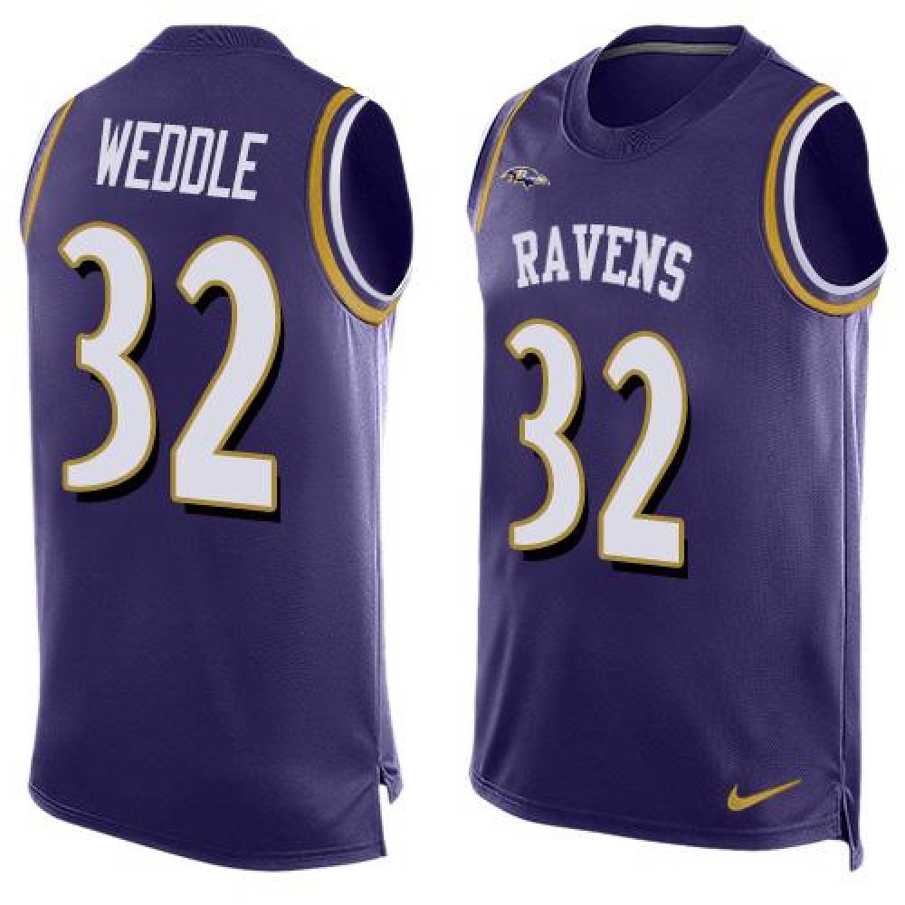Ravens #32 Eric Weddle Purple Team Color Men’s Stitched NFL Limited Tank Top Jersey