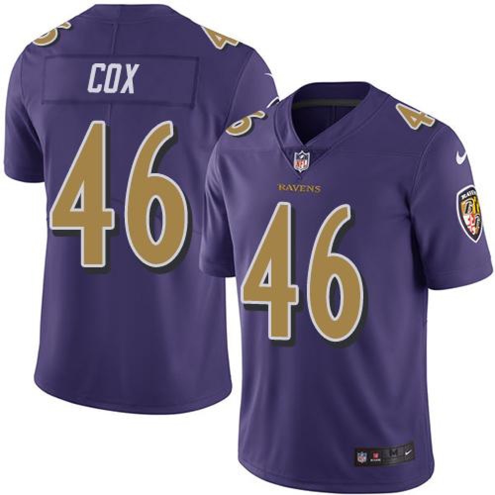 Ravens #46 Morgan Cox Purple Men’s Stitched NFL Limited Rush Jersey