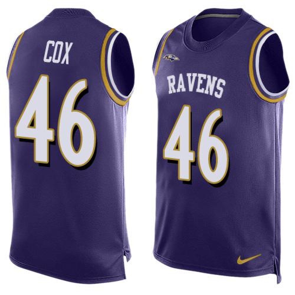 Ravens #46 Morgan Cox Purple Team Color Men’s Stitched NFL Limited Tank Top Jersey