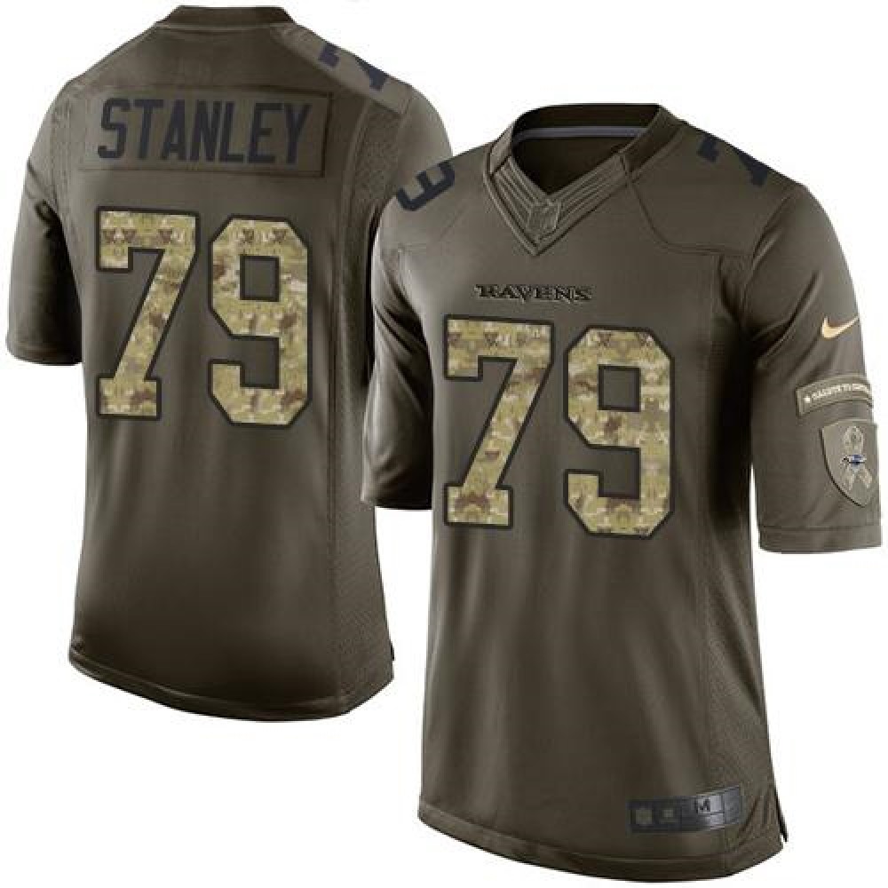 Ravens #79 Ronnie Stanley Green Men’s Stitched NFL Limited Salute to Service Jersey