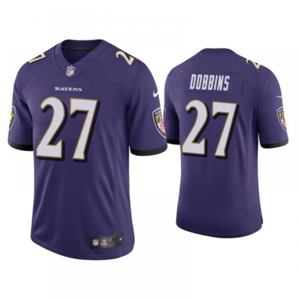 Men’s Baltimore Ravens #27 J.K. Dobbins Purple Limited Jersey