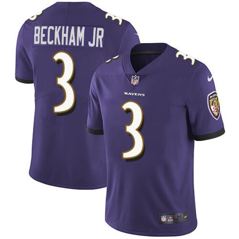 Men’s Baltimore Ravens #3 Odell Beckham Jr. Purple Vapor Untouchable Football Jersey