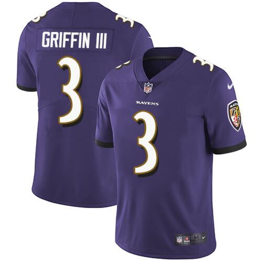 Men’s Baltimore Ravens #3 Robert Griffin III Purple Limited NFL Jersey