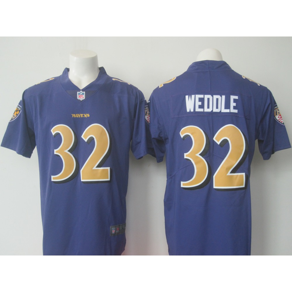 Men’s Baltimore Ravens #32 Eric Weddle Purple Limited Rush NFL Jersey