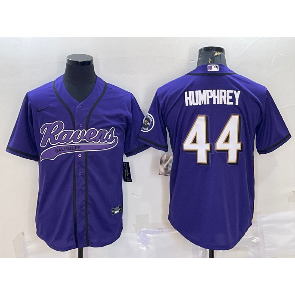 Men’s Baltimore Ravens #44 Marlon Humphrey Purple With Patch Cool Base Stitched Baseball Jersey