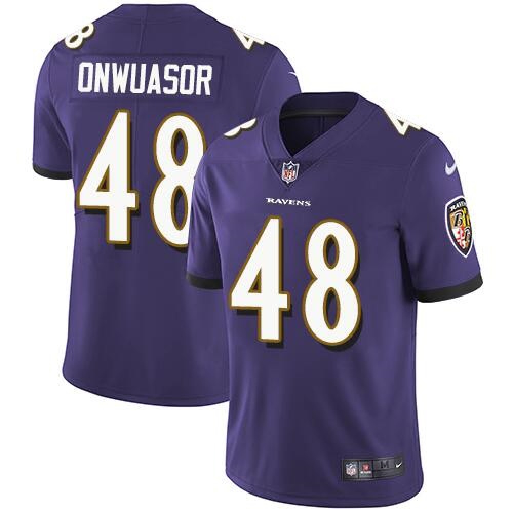 Men’s Baltimore Ravens #48 Patrick Onwuasor Purple Vapor Untouchable Limited NFL Jersey