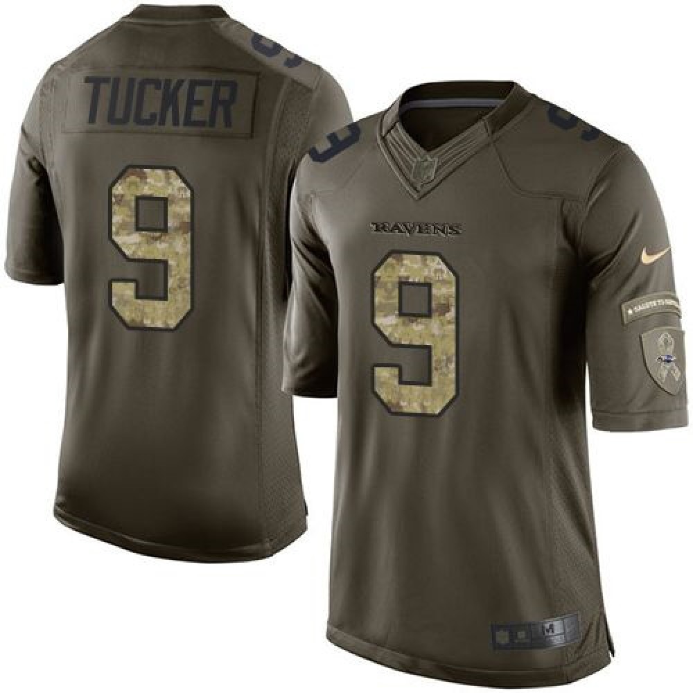 Ravens #9 Justin Tucker Green Men’s Stitched NFL Limited Salute to Service Jersey