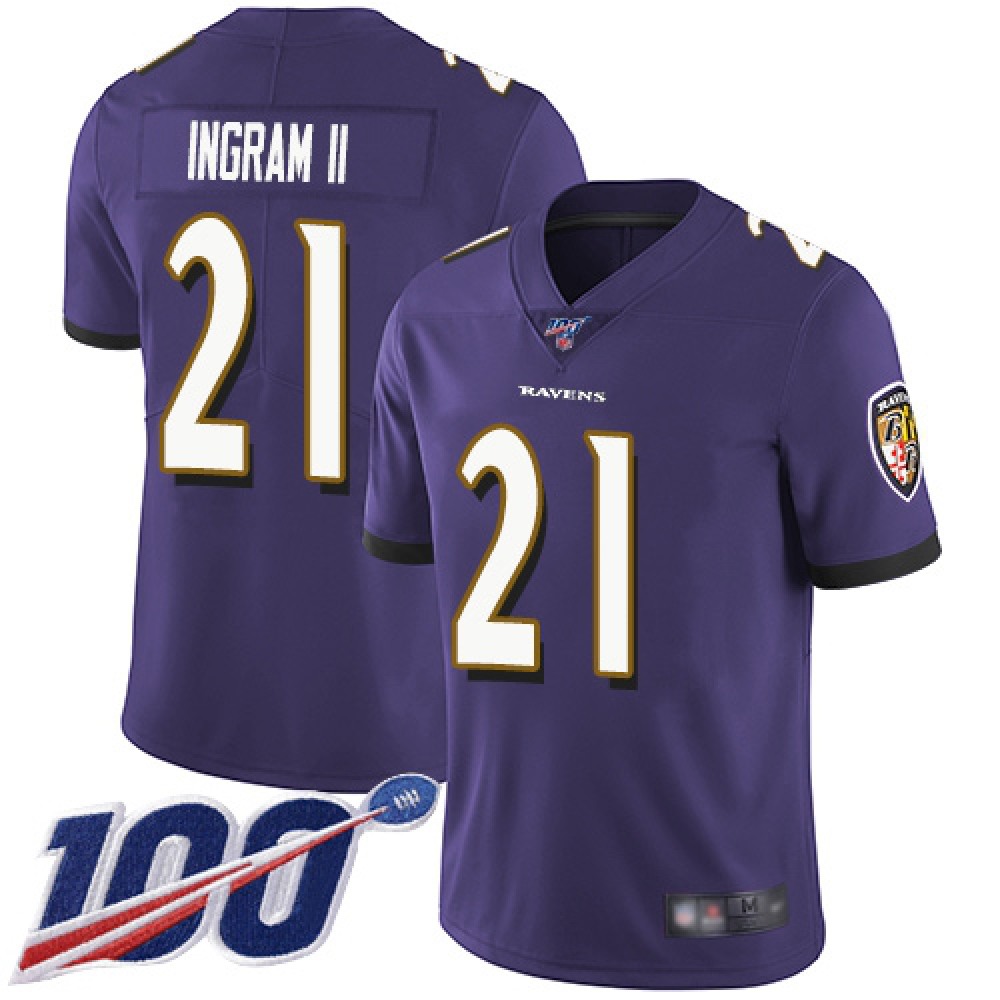 Men’s Baltimore Ravens #21 Mark Ingram II Purple 2019 100th Season Vapor Untouchable Limited NFL Jersey