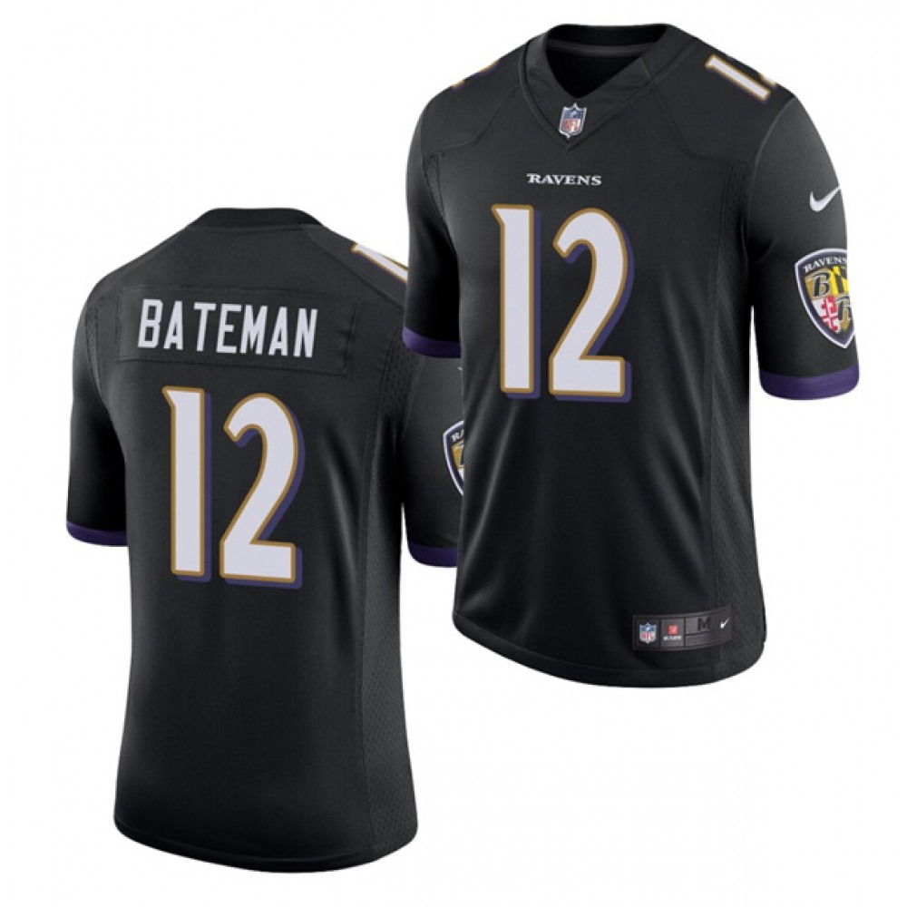 Men’s Baltimore Ravens #12 Rashod Bateman Black 2021 Vapor Untouchable Limited Stitched Jersey