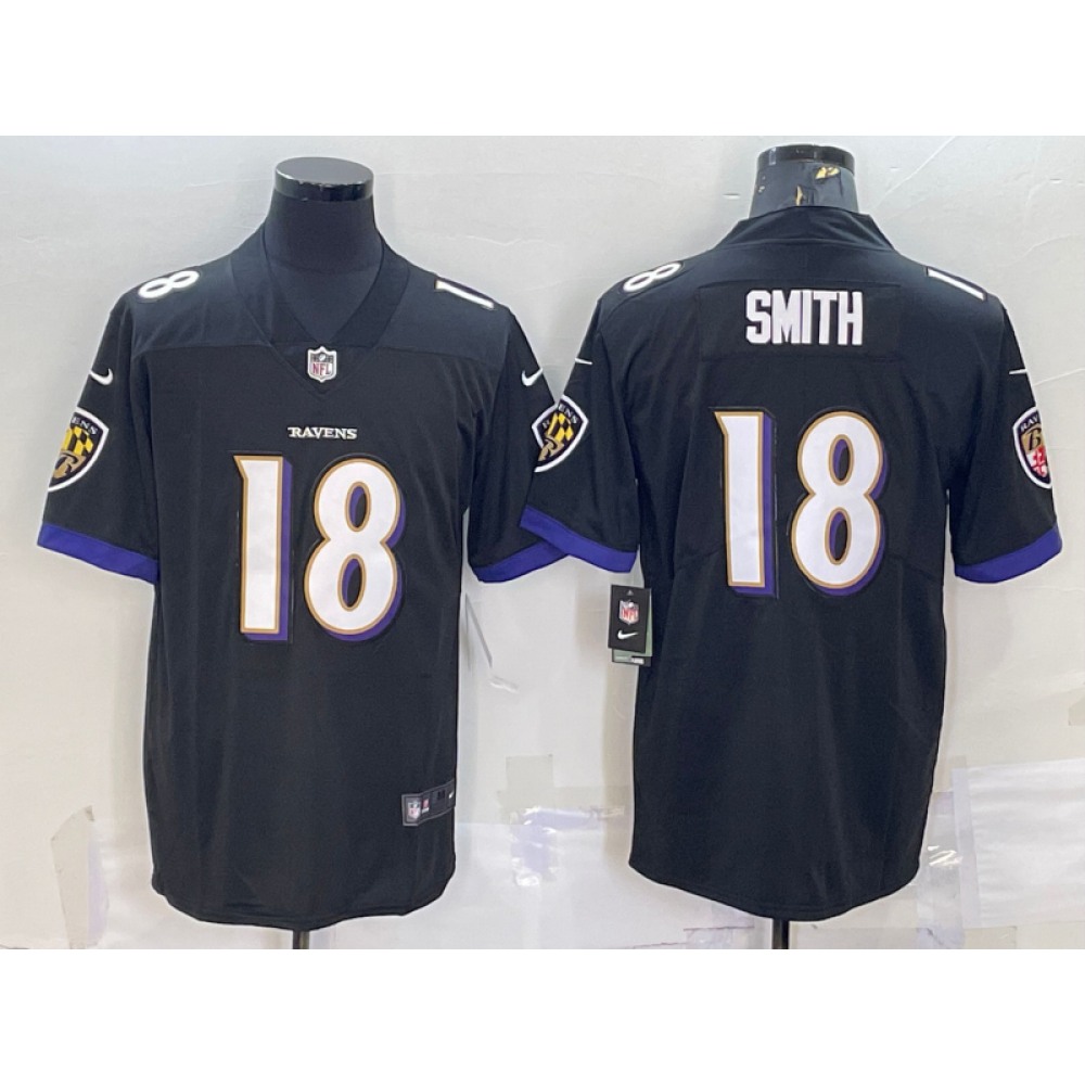 Men’s Baltimore Ravens #18 Roquan Smith Black Vapor Untouchable Limited Stitched Jersey
