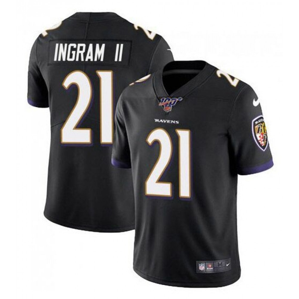 Men’s Baltimore Ravens #21 Mark Ingram II Black 2019 100th Season Vapor Untouchable Limited NFL Jersey