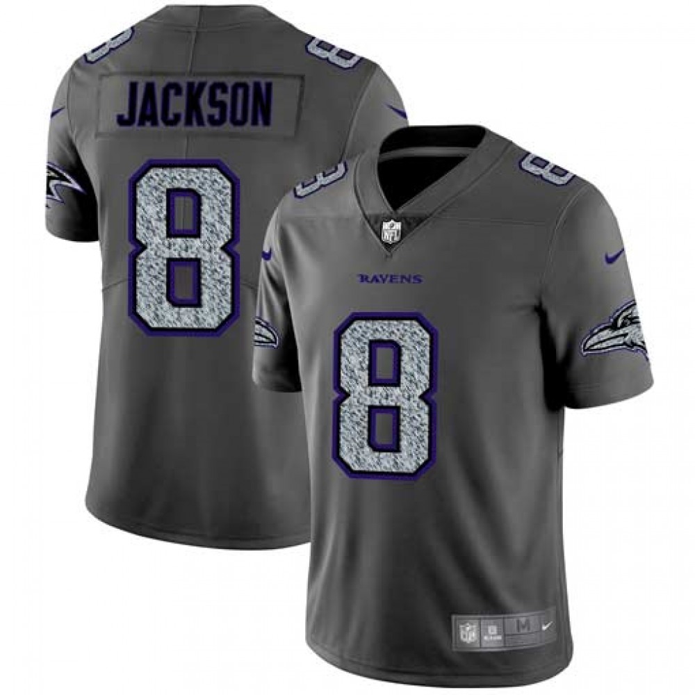Men’s Baltimore Ravens #8 Lamar Jackson 2019 Gray Fashion Static Limited Stitched NFL Jersey
