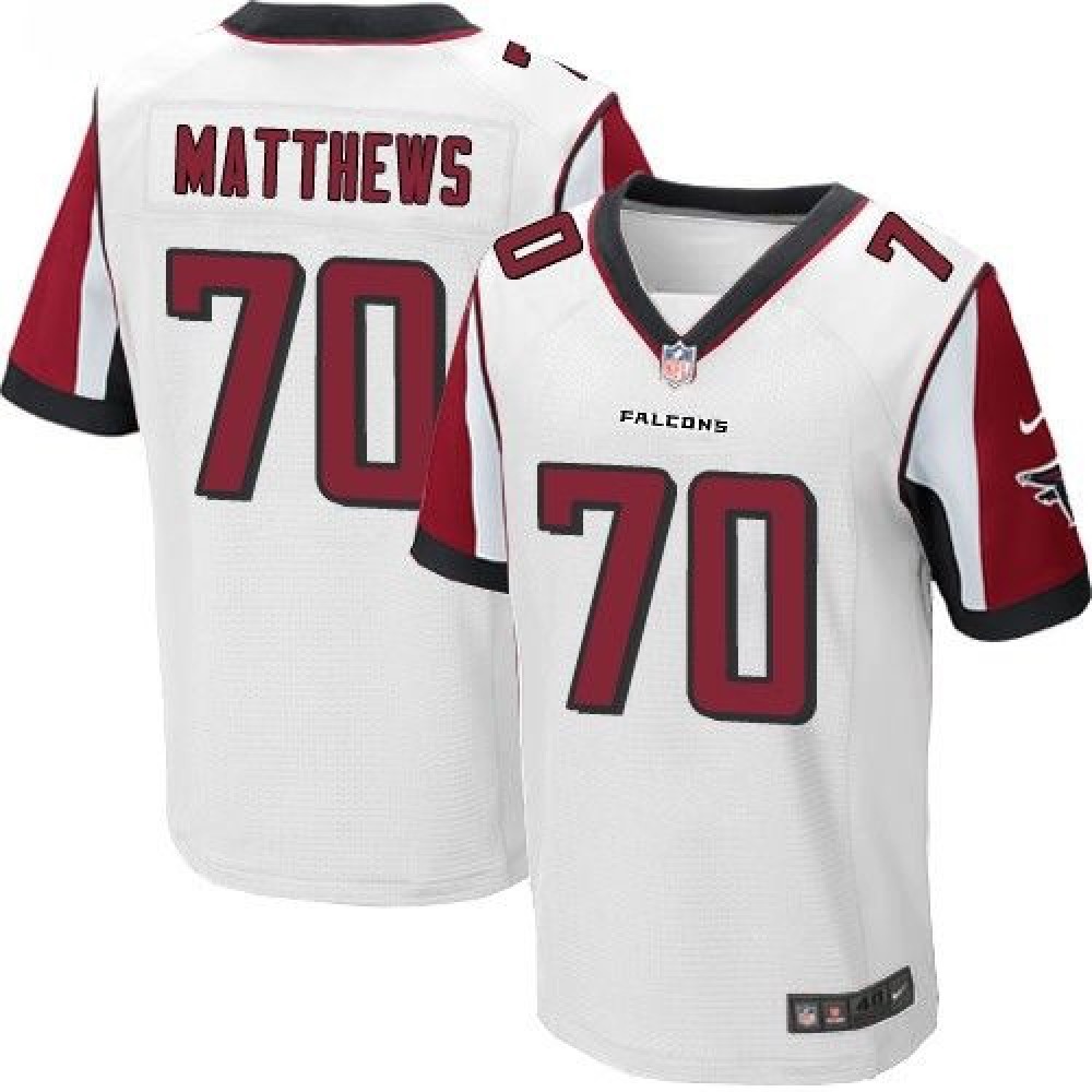 Falcons #70 Jake Matthews White Men’s Stitched NFL Elite Jersey