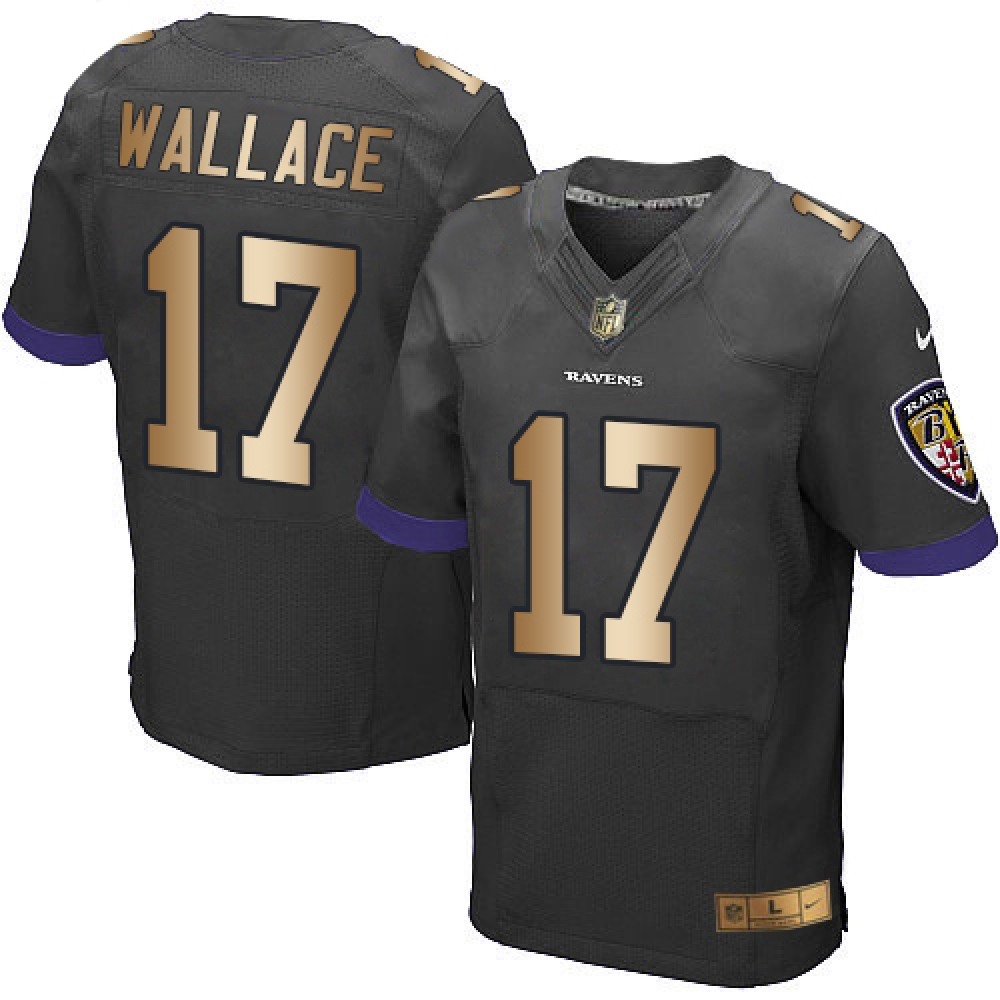 Ravens #17 Mike Wallace Black Alternate Men’s Stitched NFL New Elite Gold Jersey