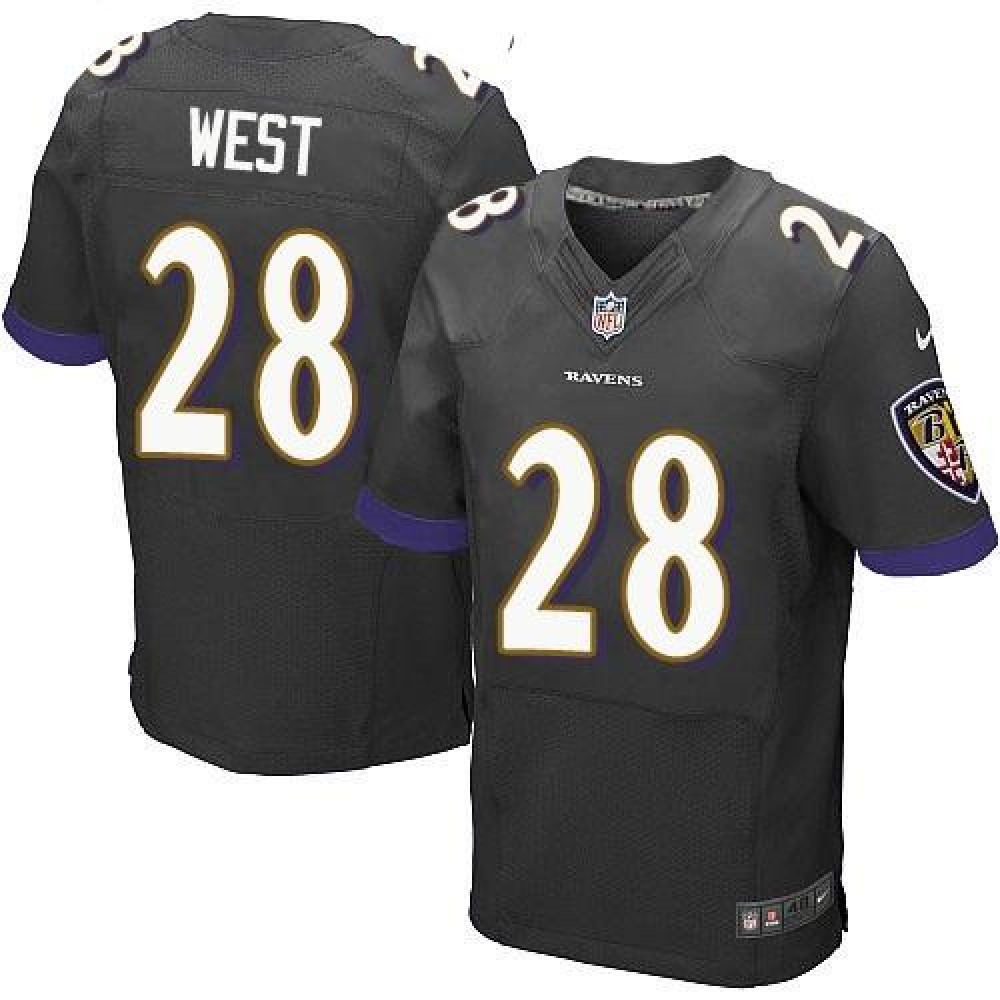 Ravens #28 Terrance West Black Alternate Men’s Stitched NFL New Elite Jersey