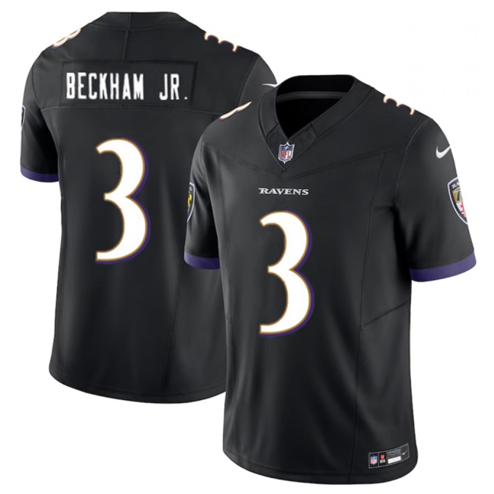 Men’s Baltimore Ravens #3 Odell Beckham Jr. Black 2023 F.U.S.E. Vapor Untouchable Stitched Football Jersey