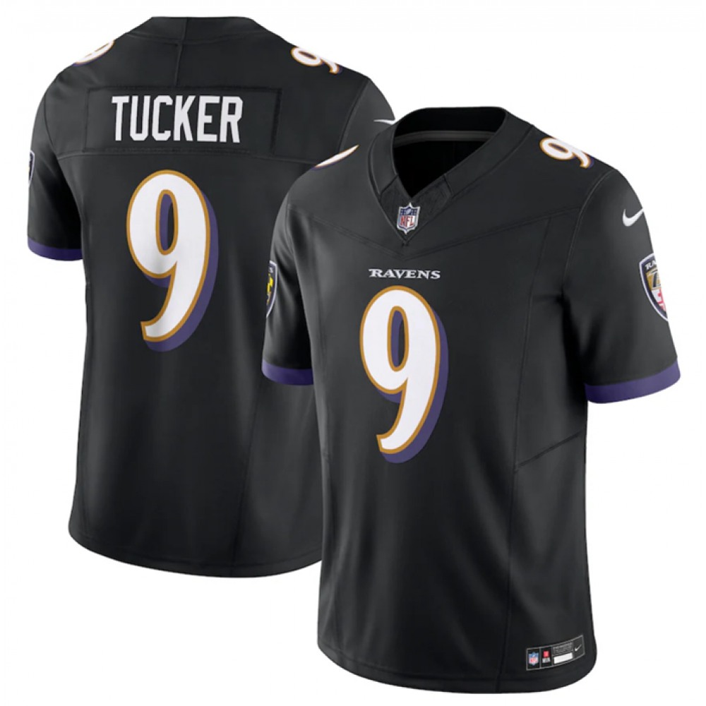 Men’s Baltimore Ravens #9 Justin Tucker Black 2023 F.U.S.E Vapor Jersey