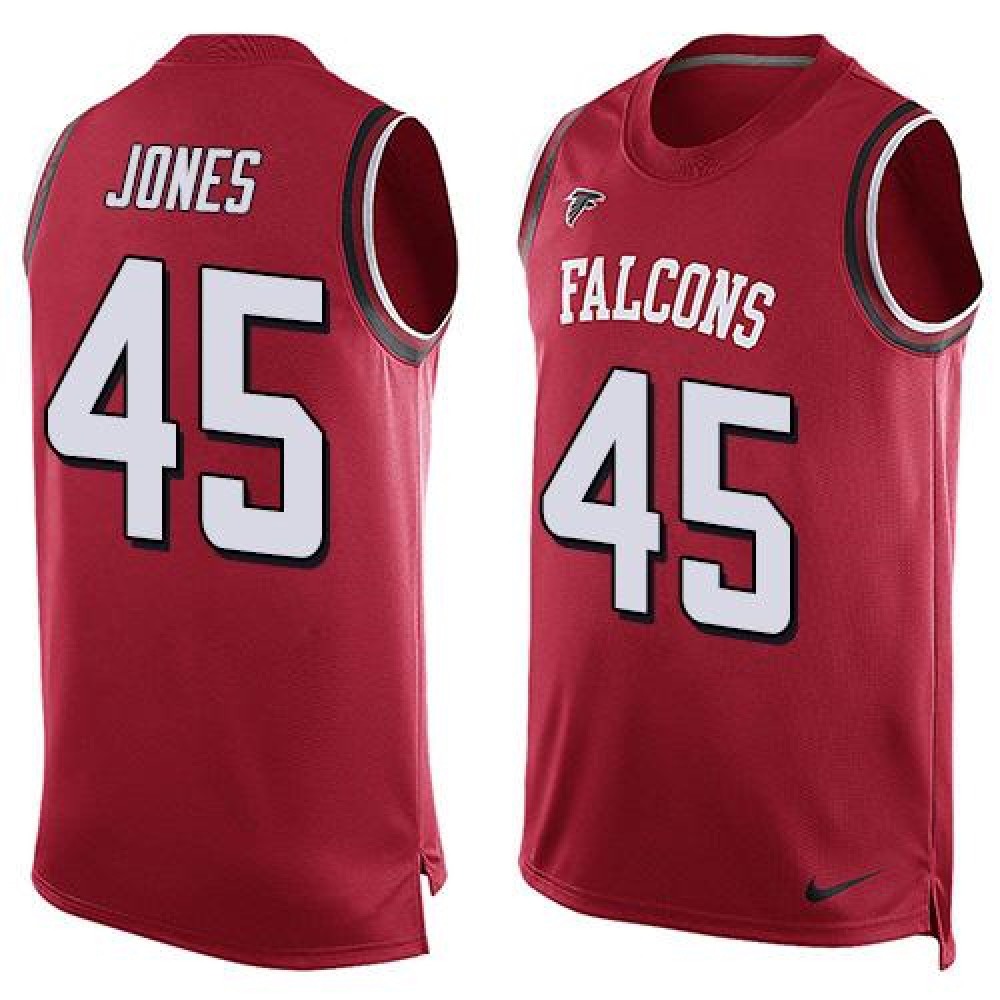 Falcons #45 Deion Jones Red Team Color Men’s Stitched NFL Limited Tank Top Jersey