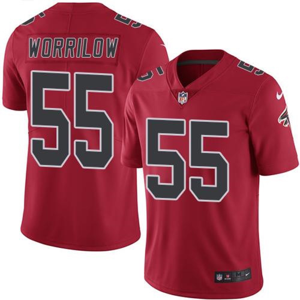Falcons #55 Paul Worrilow Red Men’s Stitched NFL Limited Rush Jersey