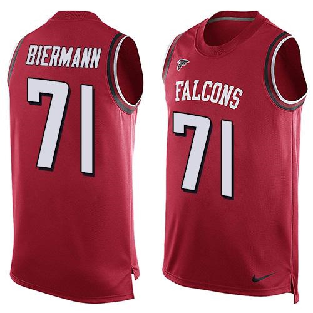 Falcons #71 Kroy Biermann Red Team Color Men’s Stitched NFL Limited Tank Top Jersey