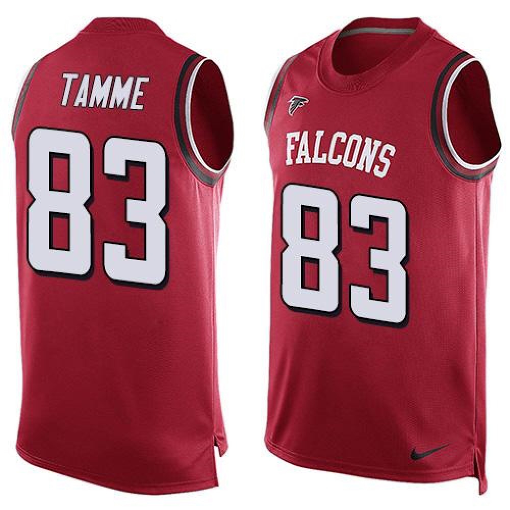 Falcons #83 Jacob Tamme Red Team Color Men’s Stitched NFL Limited Tank Top Jersey