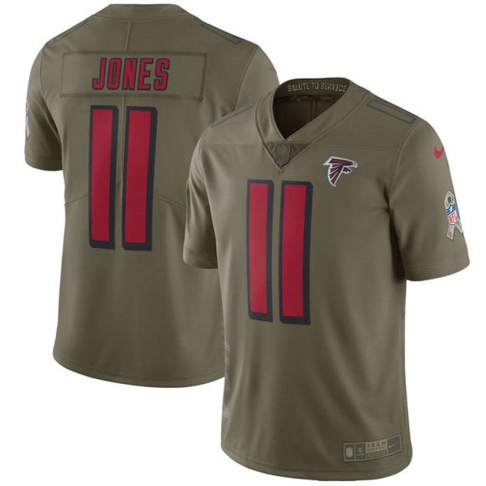 Men’s Atlanta Falcons #11 Julio Jones Olive Salute To Service Limited Stitched NFL Jersey