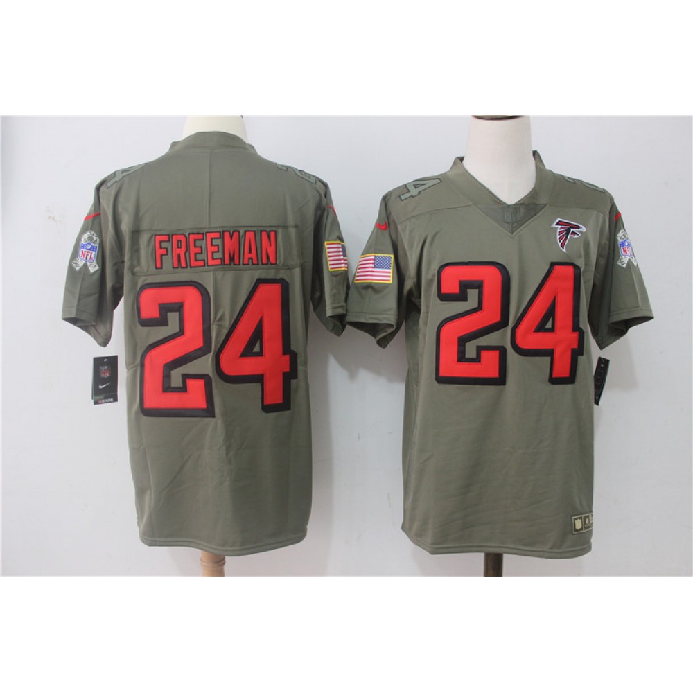 Men’s Atlanta Falcons #24 Devonta Freeman Olive Salute To Service Limited Stitched NFL Jersey