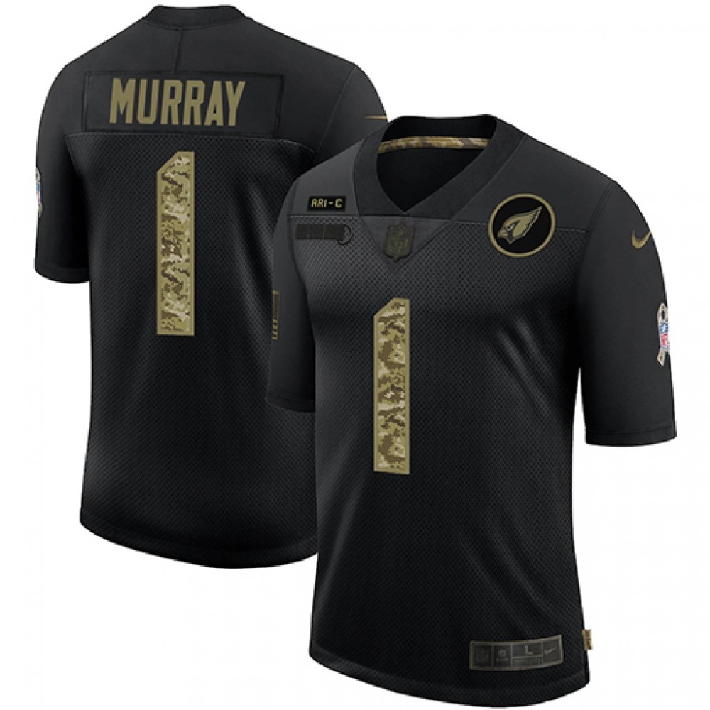 Men’s Arizona Cardinals #1 Kyler Murray 2020 Black Camo Salute To Service Stitched Jersey