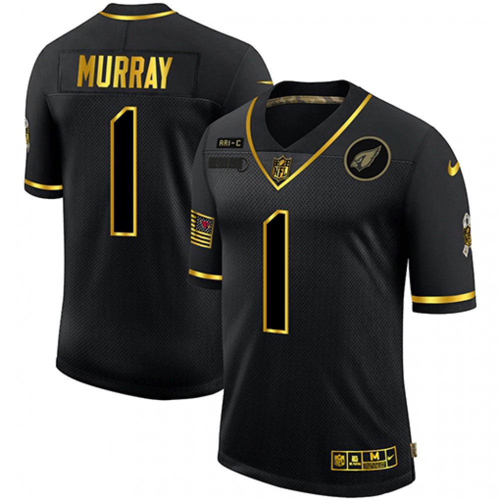 Men’s Arizona Cardinals #1 Kyler Murray 2020 Black/Gold Salute To Service Stitched Jersey