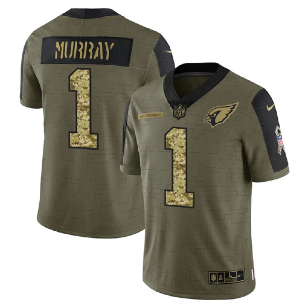 Men’s Arizona Cardinals #1 Kyler Murray 2021 Olive Camo Salute To Service Limited Stitched Jersey
