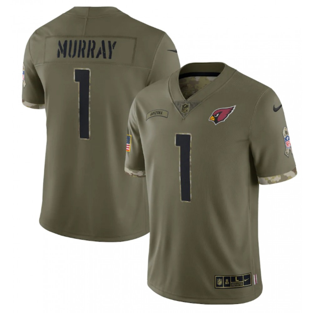 Men’s Arizona Cardinals #1 Kyler Murray Olive 2022 Salute To Service Limited Stitched Jersey