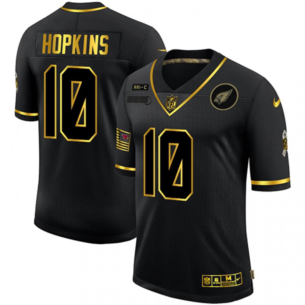 Men’s Arizona Cardinals #10 DeAndre Hopkins 2020 Black/Gold Salute To Service Stitched Jersey