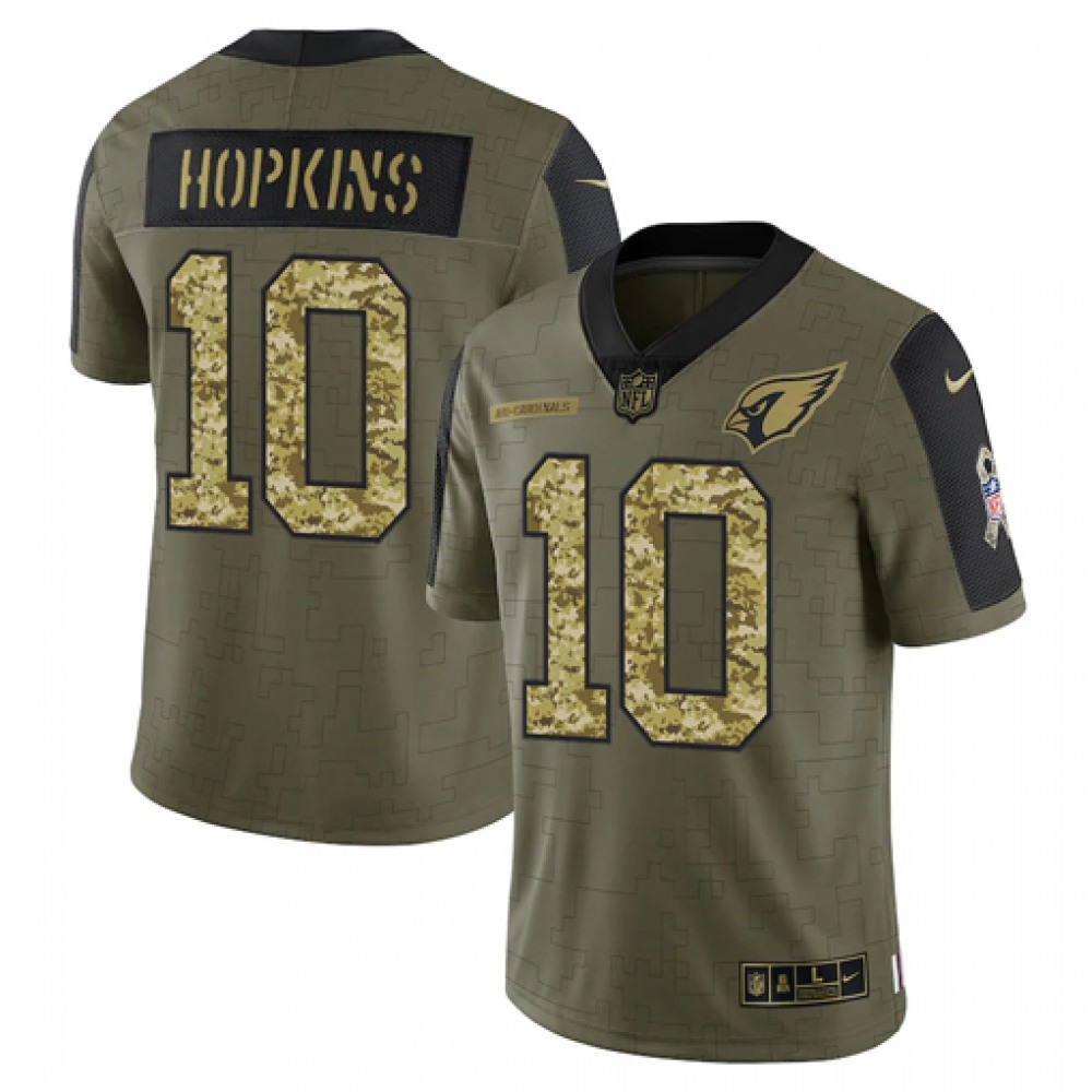 Men’s Arizona Cardinals #10 DeAndre Hopkins 2021 Olive Camo Salute To Service Limited Stitched Jersey