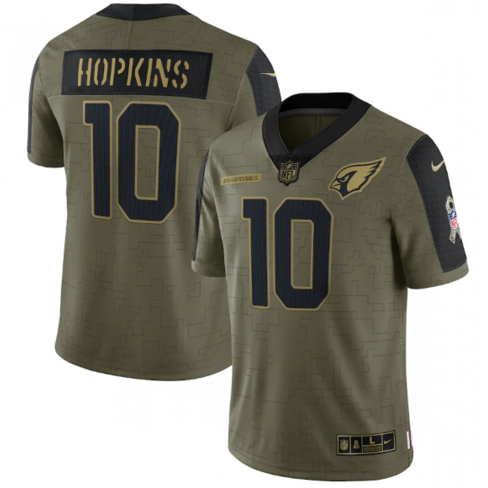 Men’s Arizona Cardinals #10 DeAndre Hopkins 2021 Olive Salute To Service Limited Stitched Jersey