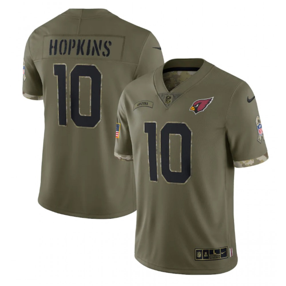 Men’s Arizona Cardinals #10 DeAndre Hopkins Olive 2022 Salute To Service Limited Stitched Jersey