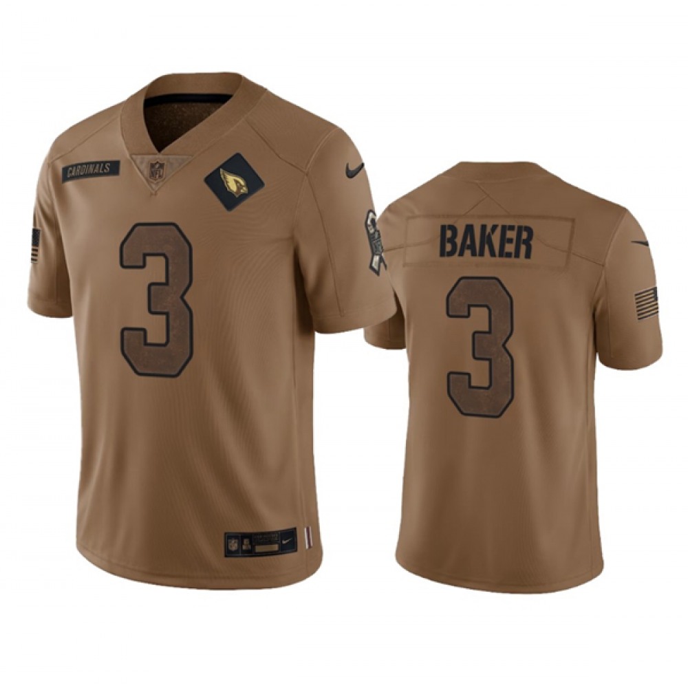 Men’s Arizona Cardinals #3 Budda Baker 2023 Brown Salute To Service Limited Stitched Football Jersey