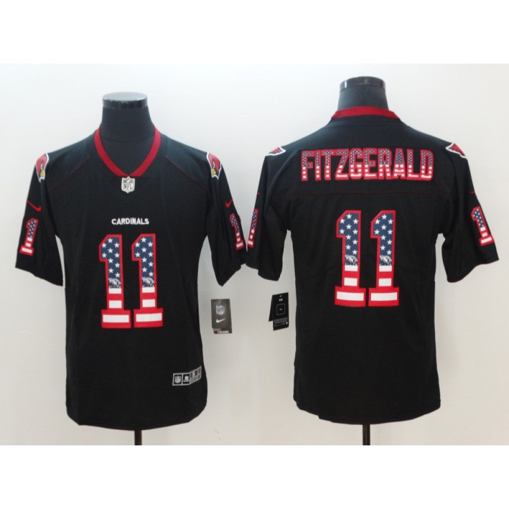 Men’s Arizona Cardinals #11 Larry Fitzgerald 2018 Black USA Flag Color Rush Limited Fashion NFL Stitched Jersey