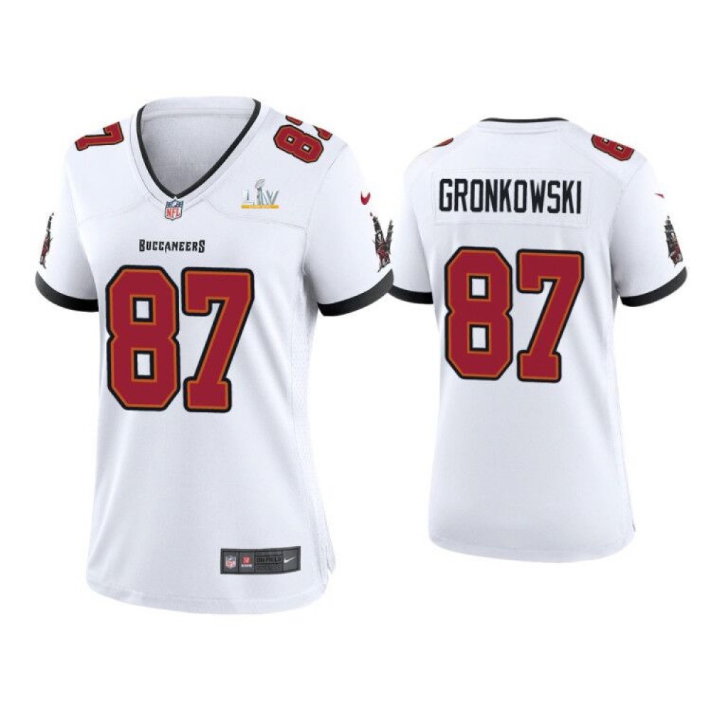 Women’s Tampa Bay Buccaneers #87 Rob Gronkowski White 2021 Super Bowl LV Limited Stitched Jersey(Run Small)