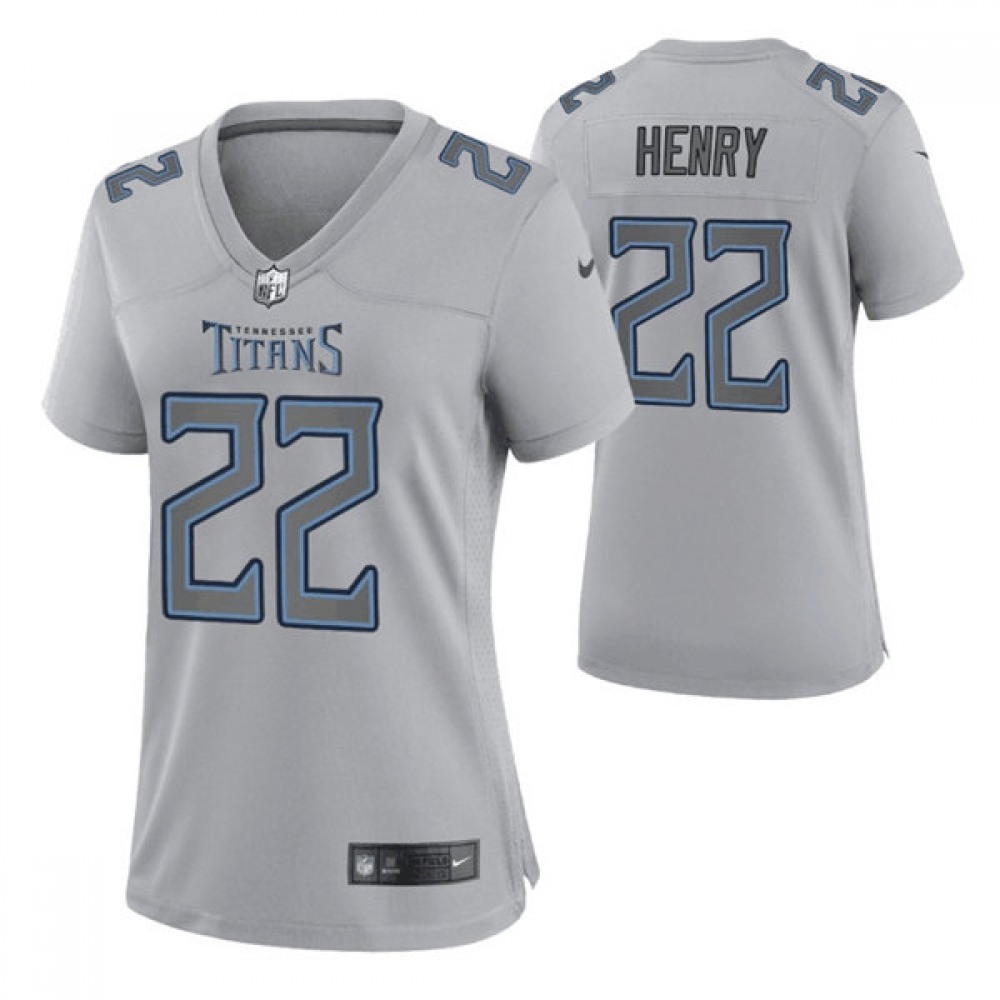 Women’s Tennessee Titans #22 Derrick Henry Gray Atmosphere Fashion Stitched Football Jersey(Run Small)