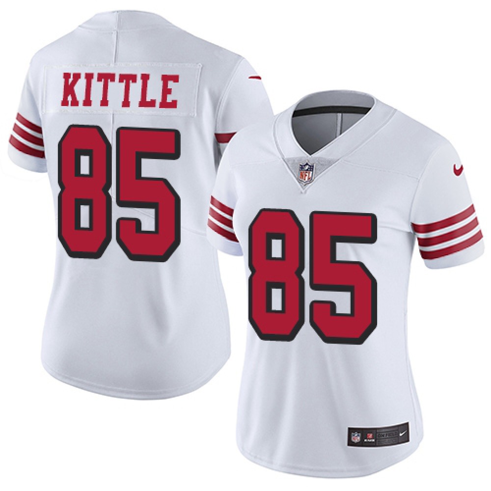 Women’s NFL San Francisco 49ers #85 George Kittle New White Vapor Untouchable Limited Stitched Jersey(Runs Small)
