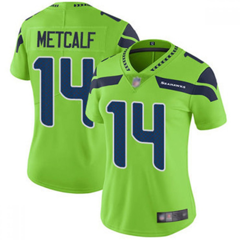 Women’s Seattle Seahawks #14 D.K. Metcalf Green Vapor Untouchable Stitched Jersey(Run Small)