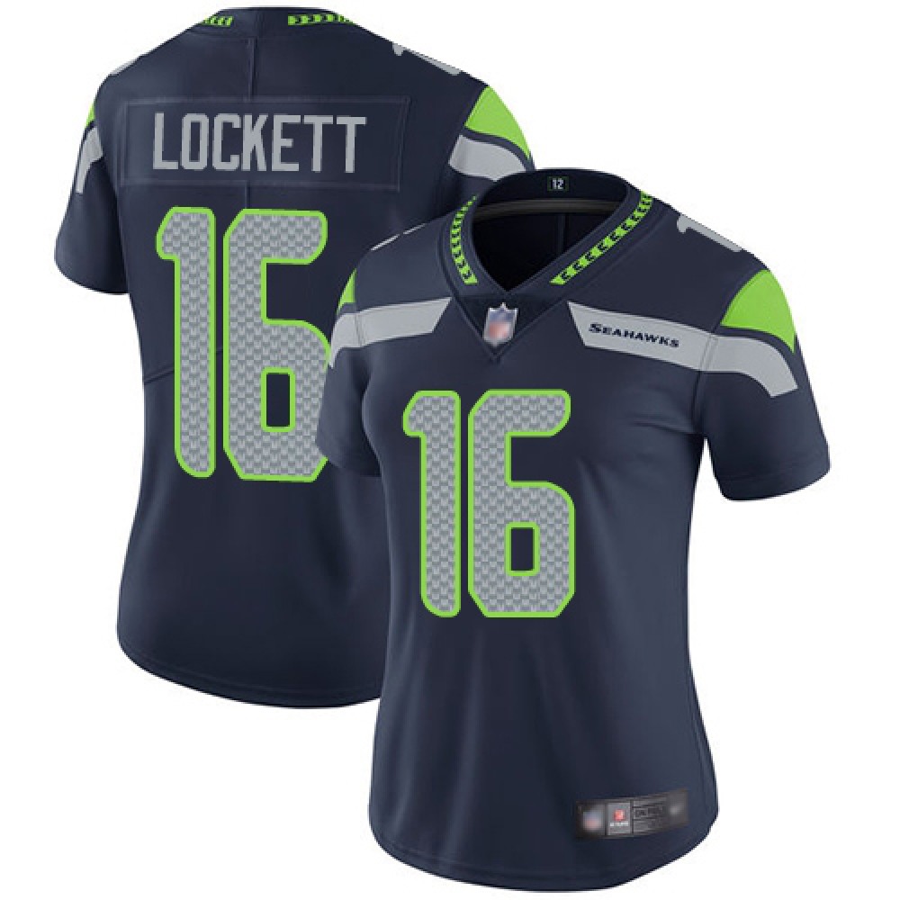 Women’s Seattle Seahawks #16 Tyler Lockett Navy Vapor Untouchable Limited Stitched NFL Jersey(Run Small)