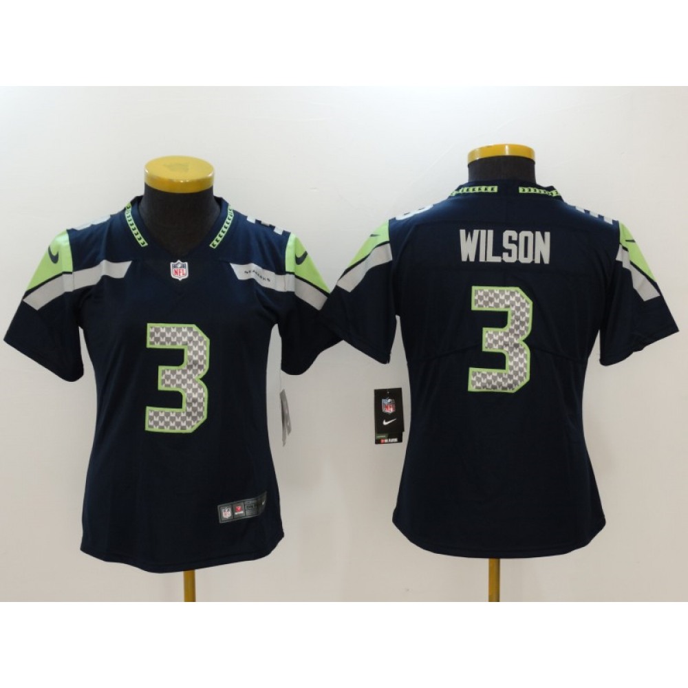 Women’s Seattle Seahawks #3 Russell Wilson Blue Vapor Untouchable Limited Stitched NFL Jersey